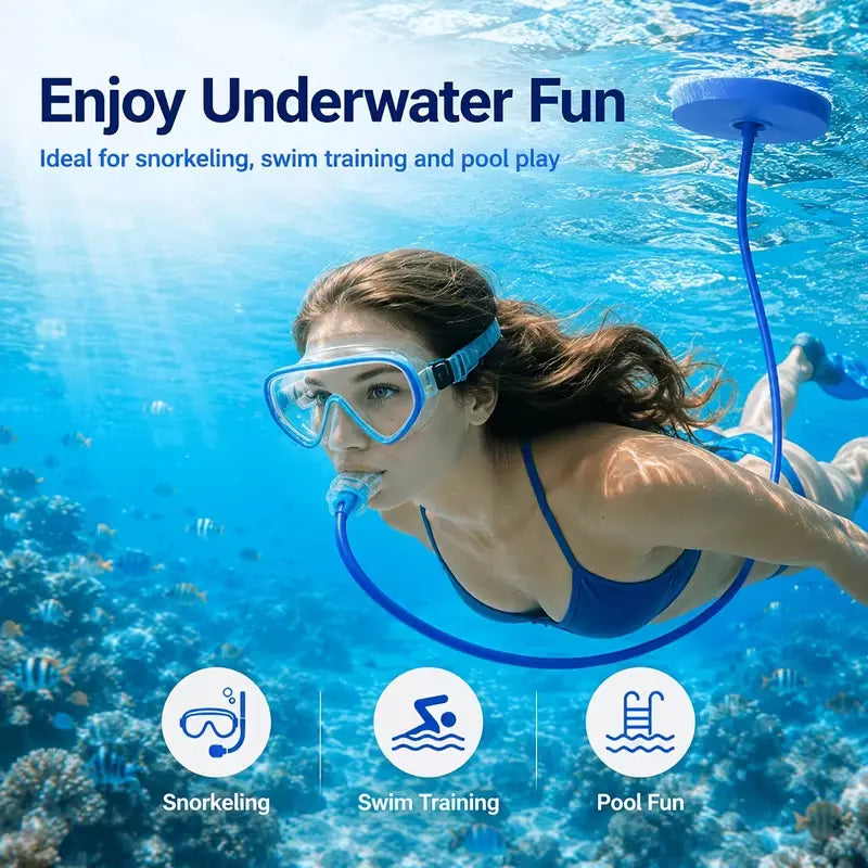 Scuba Diving Oxygen Supply Set with Snorkels, Single-Dual Head Splash-Resistant Regulator, Silicone Leak-Proof Underwater Breathing Valve & Diving Masks (Pool & Water Toy for Training)
