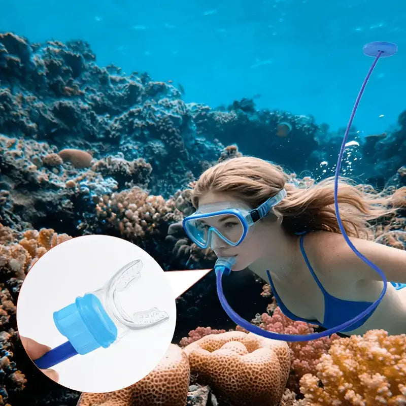 Scuba Diving Oxygen Supply Set with Snorkels, Single-Dual Head Splash-Resistant Regulator, Silicone Leak-Proof Underwater Breathing Valve & Diving Masks (Pool & Water Toy for Training)
